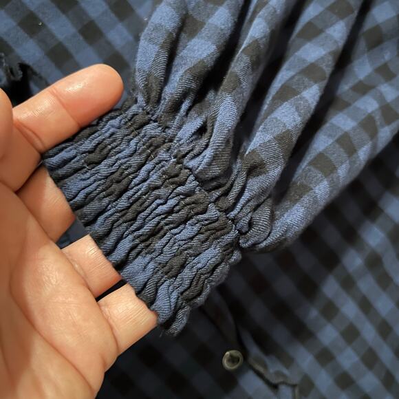 Cabi Aberdeen Blue Plaid Ruffle Button Front Blouse Top Size Small - Picture 10 of 12